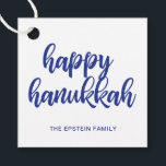Happy Hanukkah Modern Blue Holiday Favour Tags<br><div class="desc">Modern holiday gift / favour tag featuring a simple yet elegant design with "Happy Hanukkah" in bold navy blue typography along with your family name over white. These tags are great for adding a personal touch to your Hanukkah gifts or party favours. Coordinating items available in the complete collection. If...</div>