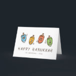 Happy Hanukkah Modern Dreidel Holiday Card<br><div class="desc">Design is composed of Dreidel spinning top illustration. Add your name,  greeting,  and year</div>