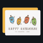 Happy Hanukkah Modern Dreidel Holiday Card<br><div class="desc">Design is composed of Dreidel spinning top illustration. Add your name,  greeting,  and year</div>