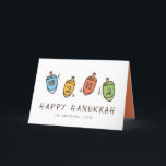 Happy Hanukkah Modern Dreidel Holiday Card<br><div class="desc">Design is composed of Dreidel spinning top illustration. Add your name,  greeting,  and year</div>