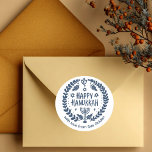 HAPPY HANUKKAH Modern Hand-Drawn Custom Whimsical  Classic Round Sticker<br><div class="desc">Perfect sticker for a Jewish celebration! Hand made art for you. FULLY CUSTOMIZABLE! Click "personalise" to change the text and "edit using design tool" to add text and adjust the colours and placements. THANK YOU FOR SUPPORTING INDEPENDENT ARTISTS! All artwork and designs are created by me. I love to draw...</div>