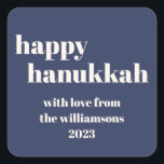 Happy Hanukkah Modern Navy Blue Personalised Square Sticker<br><div class="desc">Happy Hanukkah Modern Navy Blue Personalised Square Sticker</div>