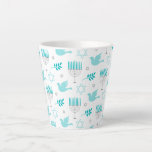 Happy Hanukkah Modern Star Of David Menorah Latte Mug<br><div class="desc">This Hanukkah holidays design features a sparkling blue background with menorah and star of David overlay #hanukkah #chanukah #holidays  #menorah #starofdavid #jewish #home #coffee #mugs #coffeemugs #coffeelovers #gifts #drinkware #kitchen</div>