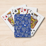 Happy Hanukkah Modern Star Of David Menorah Playing Cards<br><div class="desc">This Hanukkah holidays design features a sparkling blue background with menorah and star of David overlay. #hanukkah #chanukah #holidays #seasonal #festive #modern #blue #menorah #starofdavid #jewish #stylish #elegant #chic #pattern #custom #candles #home #gifts #cards #playingcards #games #stylish #elegant #fashion #fashionable #trendy #trending #style #popular</div>