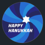 HAPPY HANUKKAH Modern Swirl Star of David Custom Classic Round Sticker<br><div class="desc">Perfect sticker for a Jewish celebration! Hand made art for you. FULLY CUSTOMIZABLE! Click "edit using design tool" to add text and adjust the fonts, colours and placements. THANK YOU FOR SUPPORTING INDEPENDENT ARTISTS! All artwork and designs are created by me. I love to draw and paint! Thanks for shopping...</div>