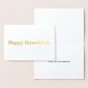 Happy Hanukkah modern typography minimalist custom Foil Card