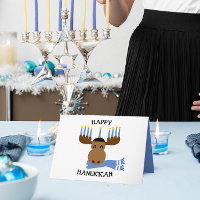 Happy Hanukkah Moose Personalized Hanukkah Card
