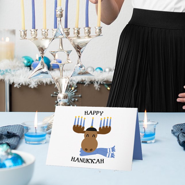 Happy Hanukkah Moose Personalized Hanukkah Card (Creator Uploaded)