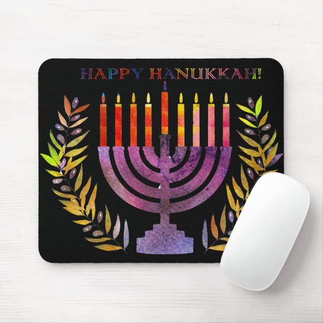 Happy Hanukkah Mouse Pad (With Mouse)