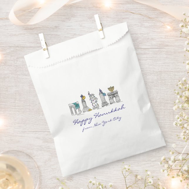 Happy Hanukkah New York City NYC Chanukah Holiday Favour Bag (Clipped)