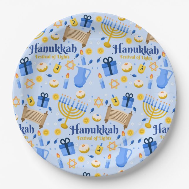 Happy Hanukkah Paper Plate (Front)