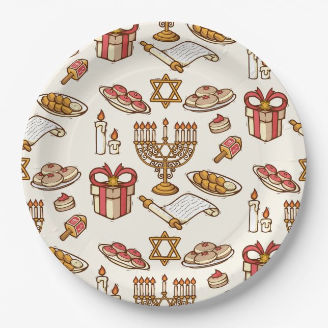 Happy Hanukkah Paper Plate (Front)