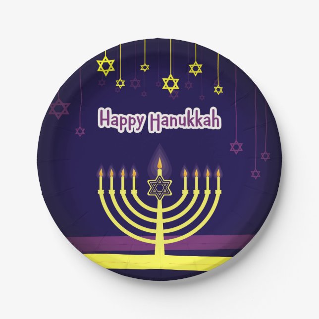 Happy Hanukkah Paper Plate (Front)