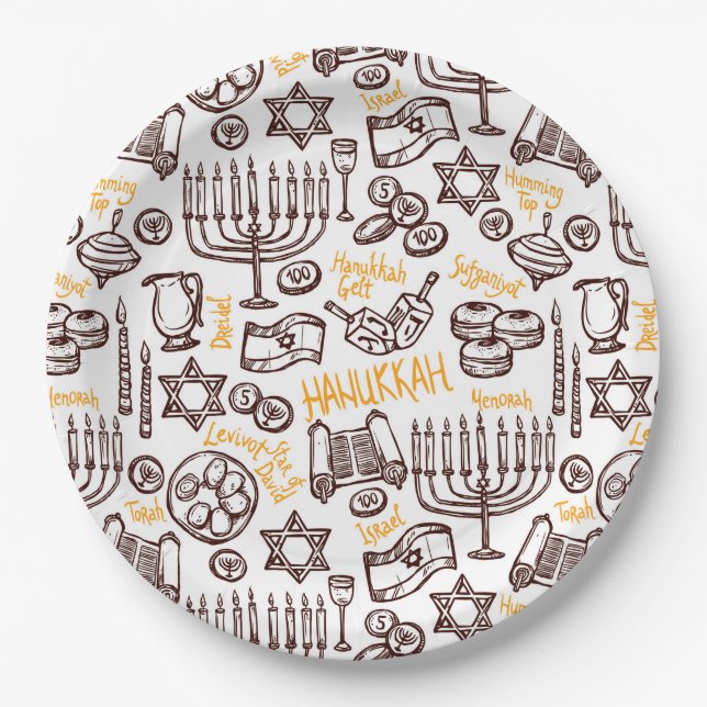 Happy Hanukkah Paper Plate (Front)