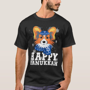 Happy Hanukkah Papillon Dog Funny Noel Ugly T-Shirt