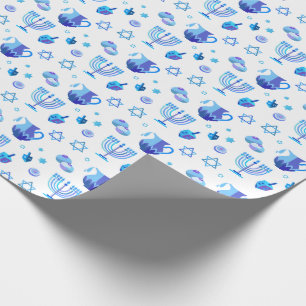 Happy Hanukkah Party Beautiful Blue Decoration Wrapping Paper