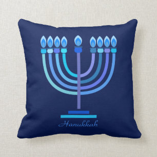 Happy Hanukkah Party Beautiful Blue Mandala Decor Cushion