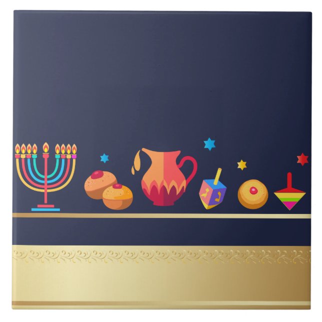 Happy Hanukkah Party Beautiful Decoration Ceramic Tile (Front)