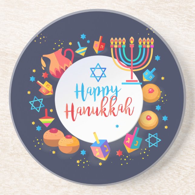 Happy Hanukkah Party Festival of lights Beautiful Coaster (Front)