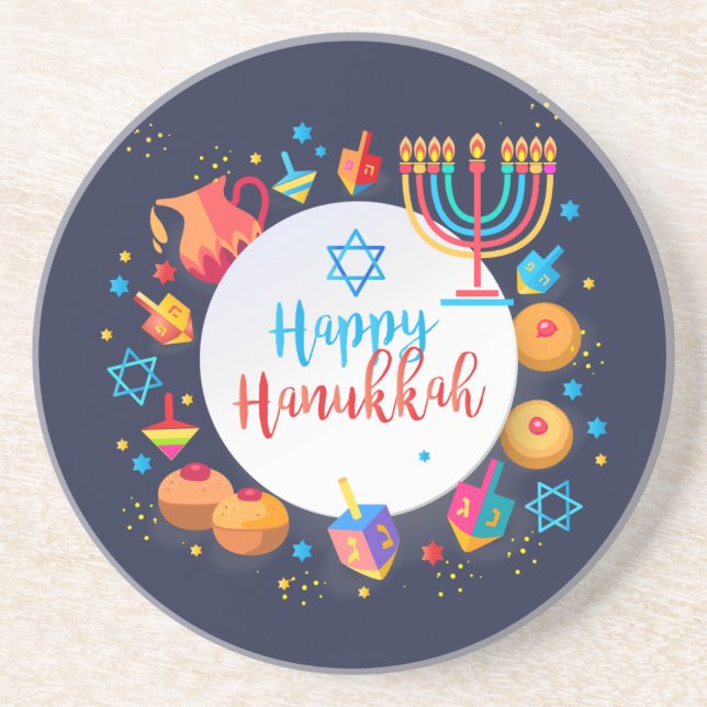 Happy Hanukkah Party Festival of lights Beautiful Coaster (Front)