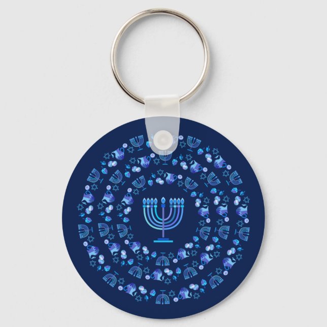Happy Hanukkah Party Festival of lights Beautiful Key Ring (Front)