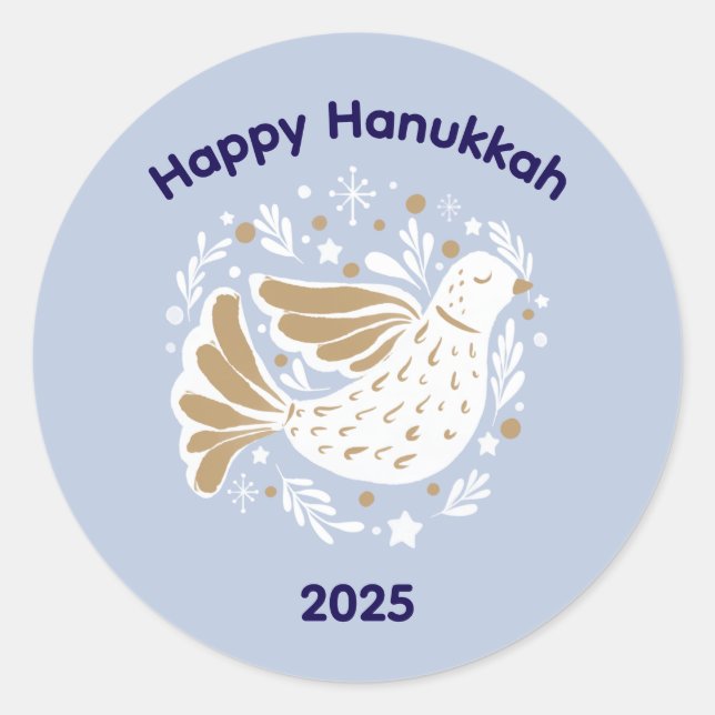 Happy Hanukkah Peace Dove 2025 Sticker (Front)