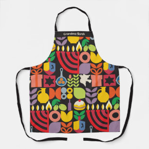 Happy Hanukkah Personalise Menorah Latkes & Stars  Apron