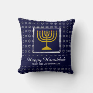 HAPPY HANUKKAH Personalised BLUE Star David Cushion