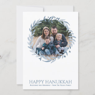 Happy Hanukkah Personalised Holiday Wreath Photo Card