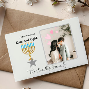 Happy Hanukkah personilised  Lighting Menorah  Holiday Postcard