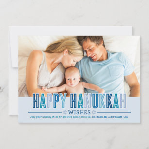 Happy Hanukkah Photo Card   Shades of Blue