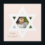 Happy Hanukkah Pink Cute One Photo<br><div class="desc">Elegant Light pink background. Personalise it with a favourite photo,  and customise it with a personal message and signoff.</div>