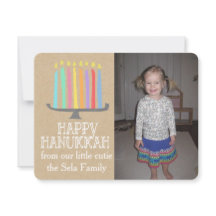 Happy Hanukkah Playful Menorah Photo Card