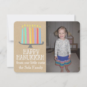 Happy Hanukkah Playful Menorah Photo Card