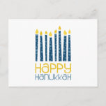 Happy Hanukkah Postcard<br><div class="desc">These Hanukkah candles will make your decor perfect.  Perfect on towels or placemats.</div>