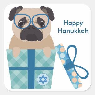 Happy Hanukkah Pug Sticker