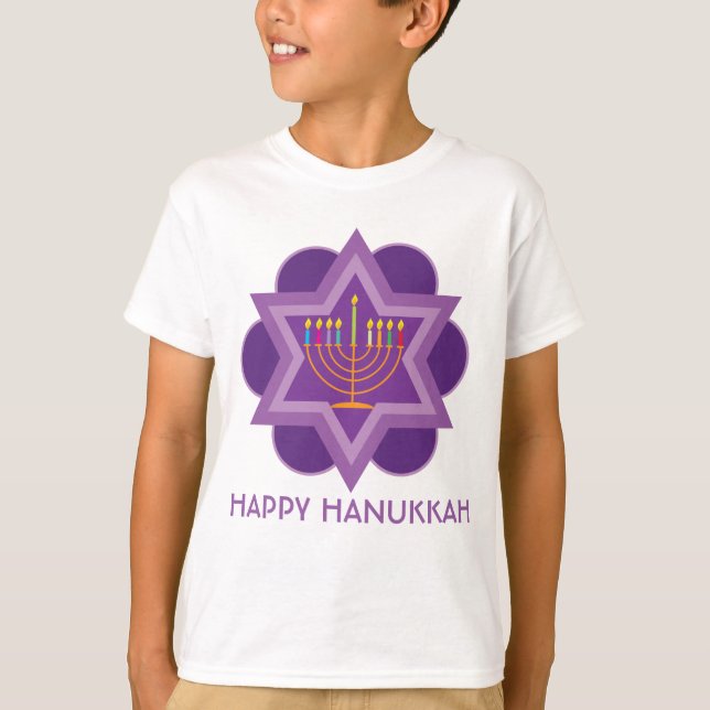 Happy Hanukkah purple1 T-Shirt (Front)