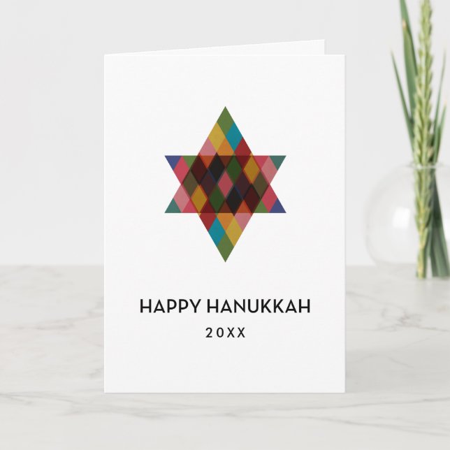 Happy Hanukkah Rainbow Star of David Non Photo Holiday Card (Front)
