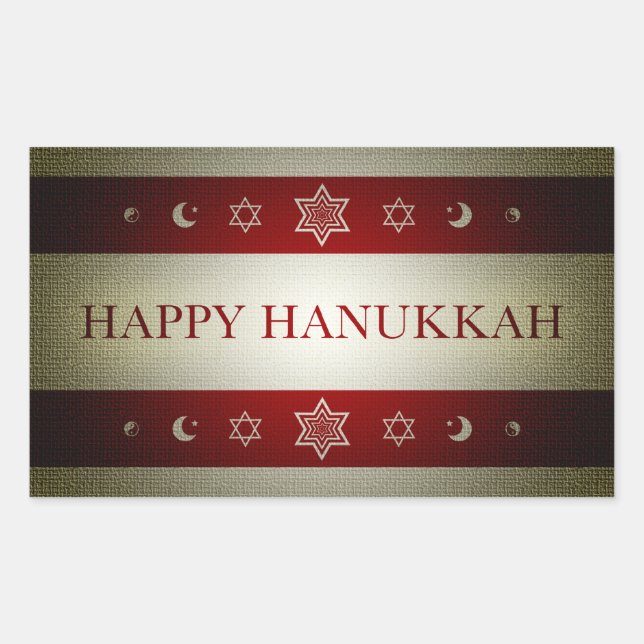 happy hanukkah rectangular sticker (Front)