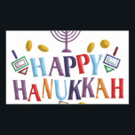 Happy Hanukkah Rectangular Sticker<br><div class="desc">Customise it with your own design,  or any of ours.</div>