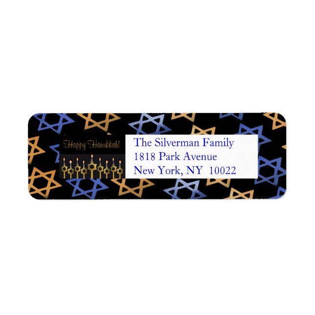 Happy Hanukkah! Return Address Label Template (Front)