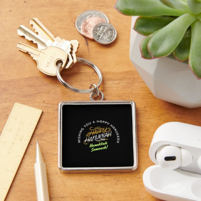 Happy Hanukkah Sameach! Key Ring (Desk)