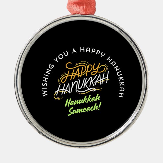 Happy Hanukkah Sameach! Metal Ornament (Front)