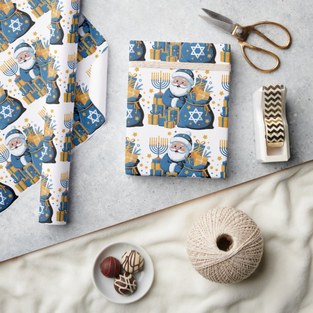 Happy Hanukkah Santa  Wrapping Paper (Crafts)