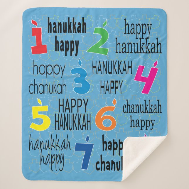 Happy Hanukkah Sherpa Dreidels Blanket/Medium Sherpa Blanket (Front)