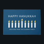 Happy Hanukkah | Simple and Modern Candle Greeting Doormat<br><div class="desc">This is a simple,  minimalist and modern design of the Menorah or temple candlesticks.</div>