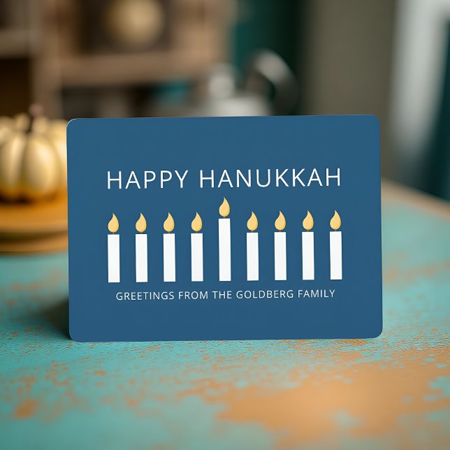 Happy Hanukkah | Simple and Modern Candle Greeting Holiday Card (Creator Uploaded)
