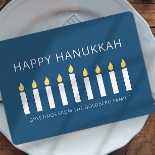 Happy Hanukkah   Simple and Modern Candle Greeting Holiday Card