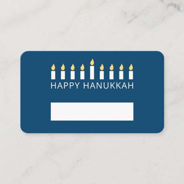 Happy Hanukkah | Simple and Modern Candle Greeting Place Card (Front)