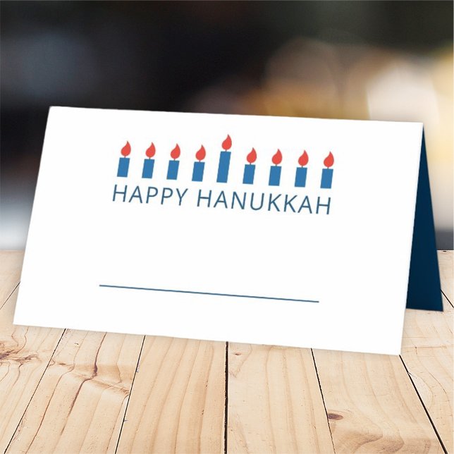 Happy Hanukkah | Simple and Modern Candle Greeting Place Card (Creator Uploaded)